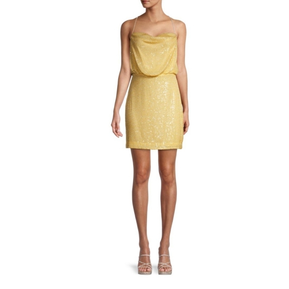 ONE33 SOCIAL Sequin Cowlneck Blouson Dress Size 6